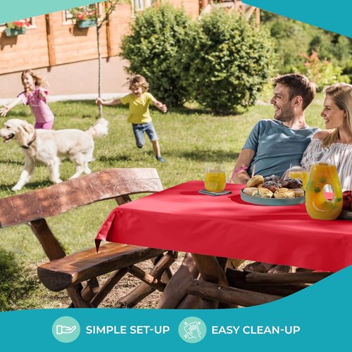 Exquisite Party Red Plastic Table Cover Roll - Premium 0.5 MIL Thick, 40" x 300' - 4 Pack Disposable Tablecloths