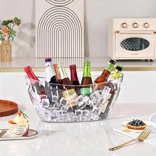 Ice Bucket 2 PCS, Thickened Ice Buckets for Parties, Mimosa Bar Supplies Beverage Tub for Champagne Beer Sparkling Wine Cocktails(5.5L) 16.5 * 7.3 * 6.8inch