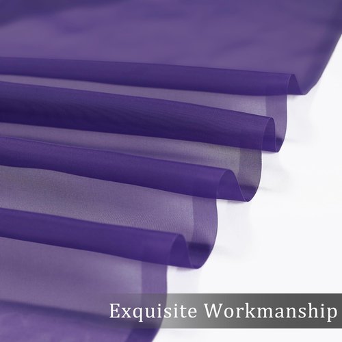 OWENIE Purple Sheer Curtains 63 inch Length 2 Panels Set, Rod Pocket Voile Fimly Sheer Drapes for Living Room/Bedroom, 2pcs, Each 42" W x 63" L