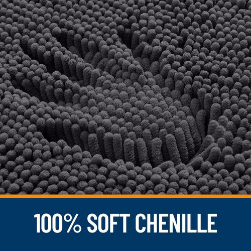 OLANLY Bathroom Rugs 50x30, Extra Soft Absorbent Chenille Bath Rugs, Rubber Backing Quick Dry, Machine Washable Bath Mats for Bathroom Floor, Tub and Shower, Home Decor Accessories, Dark Grey
