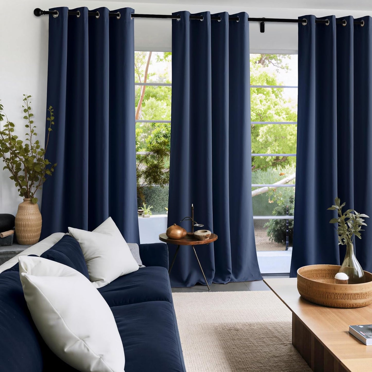 NICETOWN Blackout Curtains - Grommet Panels for Total Darkness | 72 Inches Long, Navy Blue