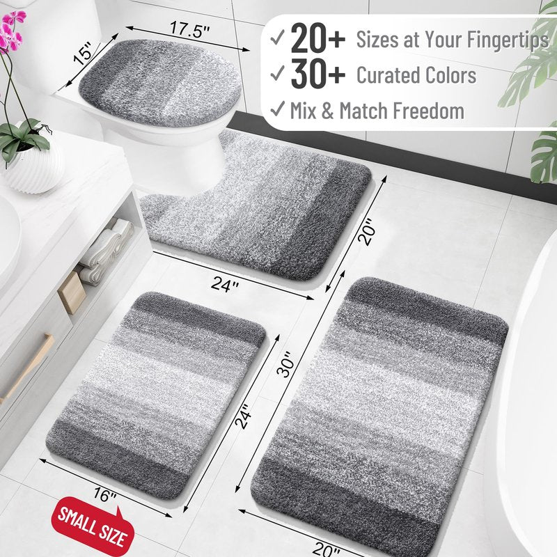 OLANLY Bathroom Rug Mat 70x24, Extra Soft and Absorbent Microfiber Bath Rugs, Non-Slip Plush Shaggy Bath Carpet Runner, Machine Wash Dry, Bath Mats for Bathroom Floor, Tub and Shower, Grey