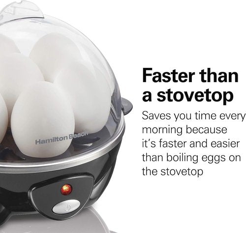 Hamilton Beach Electric Egg Cooker - 3-in-1 for Hard Boiled, Poached Eggs & Omelets - Black, Holds 7