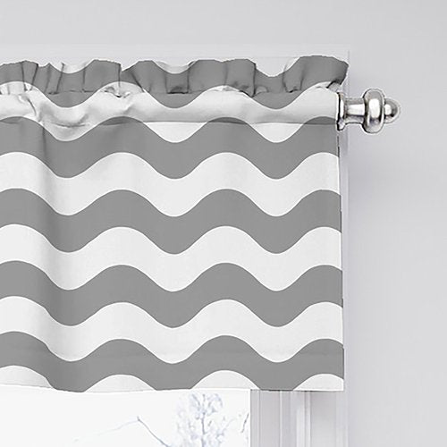 Eclipse Kids Valances for Windows - My Scene 42" x 18" Short Curtain Valance Small Window Curtains Bathroom, Living Room and Kitchens, Grey