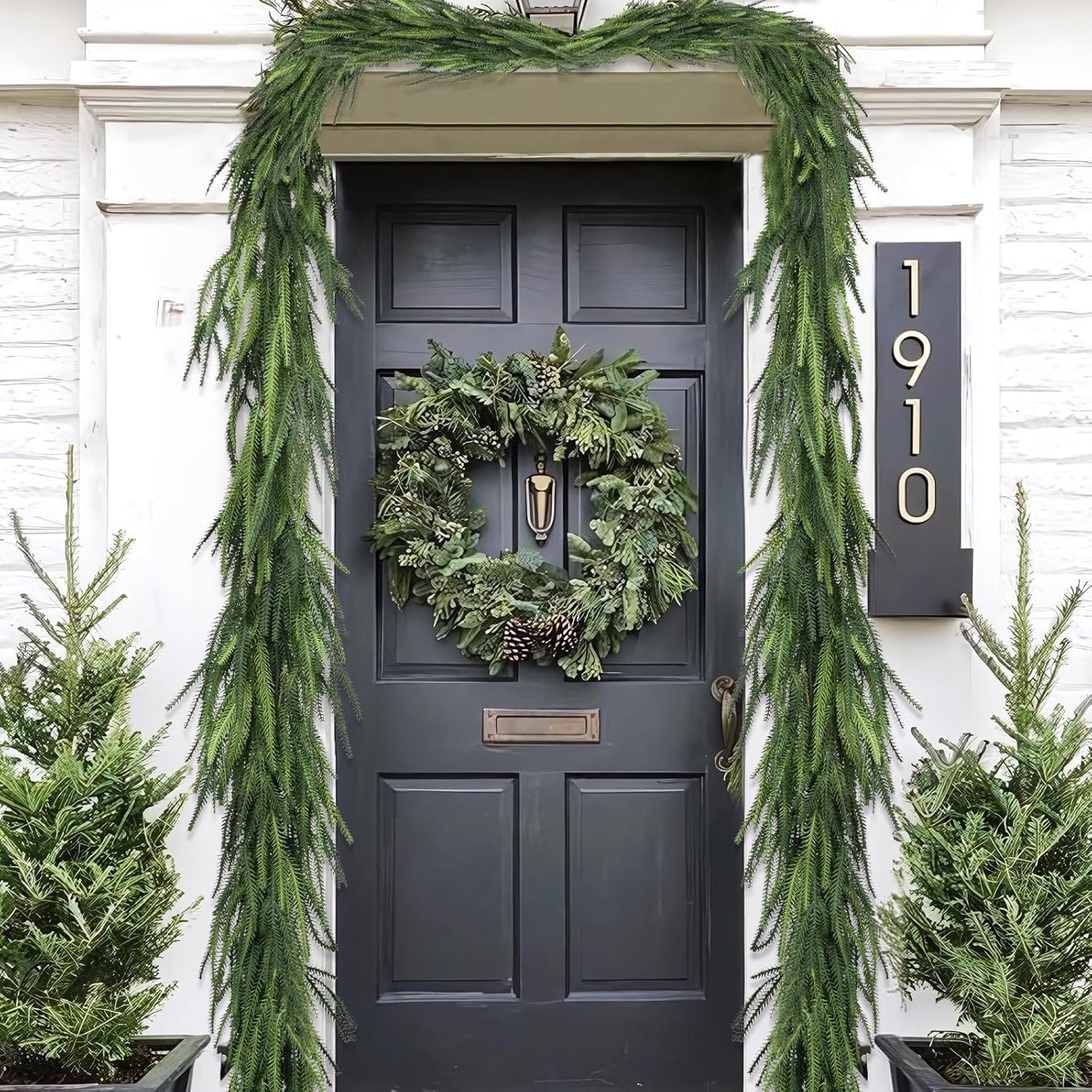 Skiennix Christmas Garland - 6 Ft Norfolk Pine - Rustic Artificial Greenery Decor for Indoor/Outdoor Use