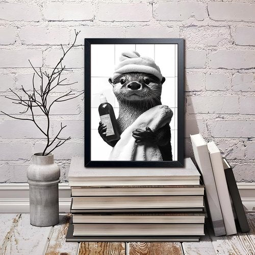 ARKZSHO Bathroom Wall Art - Funny Otter Canvas Print | Modern Farmhouse Decor, 8x10 Inch Framed