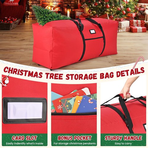 9 Ft Christmas Tree Storage Bag - Heavy-Duty Waterproof & Dust-Proof with Dual Zipper and Wheels