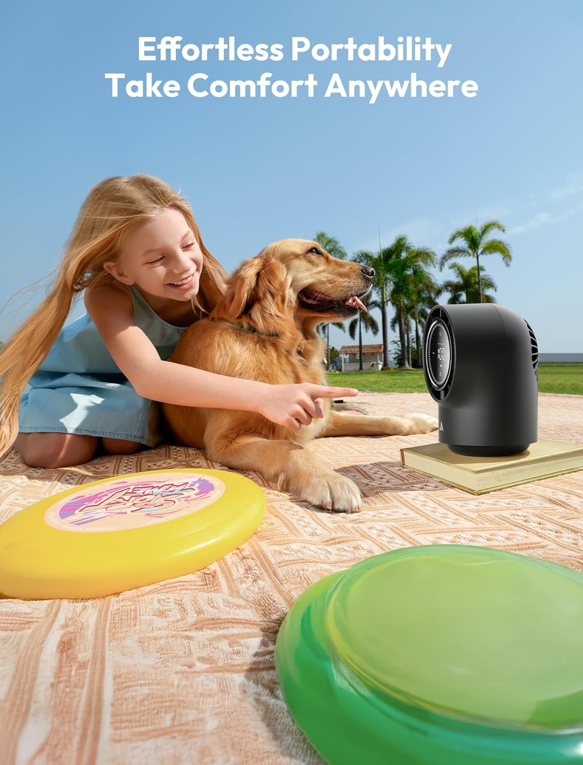 Aecooly Touch Control Desk Fan - 100 Speeds, Quiet Operation, 8000mAh Battery, 3 Oscillation Angles - Black