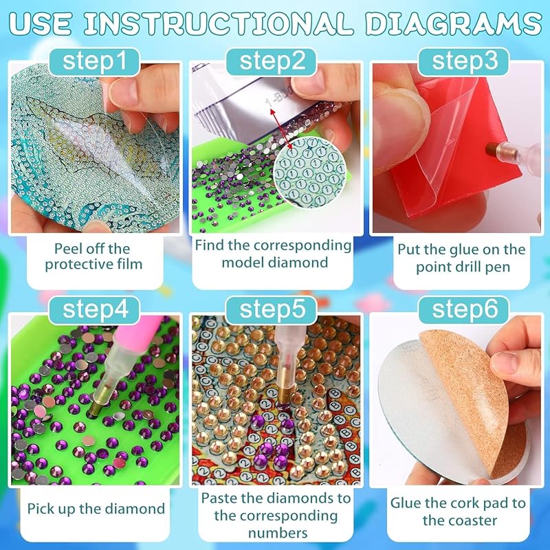 Christmas Gnome Diamond Art Coasters Kit - 8 Pcs by Ekuxom (Variation: Christmas Gnome)