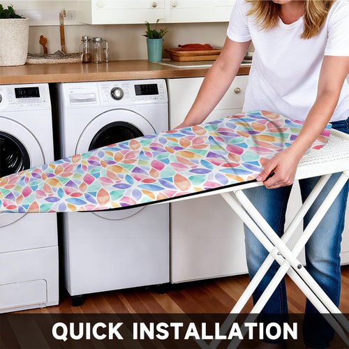 Ironing Board Cover 15"x54", Standard Size Replacement Iron Board Covers with Thick Padding, Heavy Duty Non-Slip Board Cover Fitted with Elastic Edges and Velcro Straps