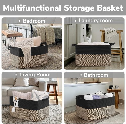 Goodpick Large Wicker Storage Basket - 22" x 17" x 12" | Versatile Organizer for Toys & Laundry