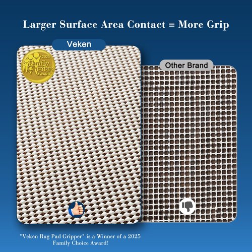 Veken 7x9 Ft Rug Pad Gripper for Hardwood Floors, Non Slip Rug Pads for Area Rugs, Thick Rug Grippers for Tile Floors, Under Carpet Anti Skid Mat, Keep Your Rugs Safe and in Place