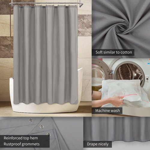 ALYVIA SPRING Stall Fabric Shower Curtain Liner Waterproof - 54" x 78", Soft & Lightweight Long Stall Size Shower Curtain with Magnets, Machine Washable - 54x78, Grey