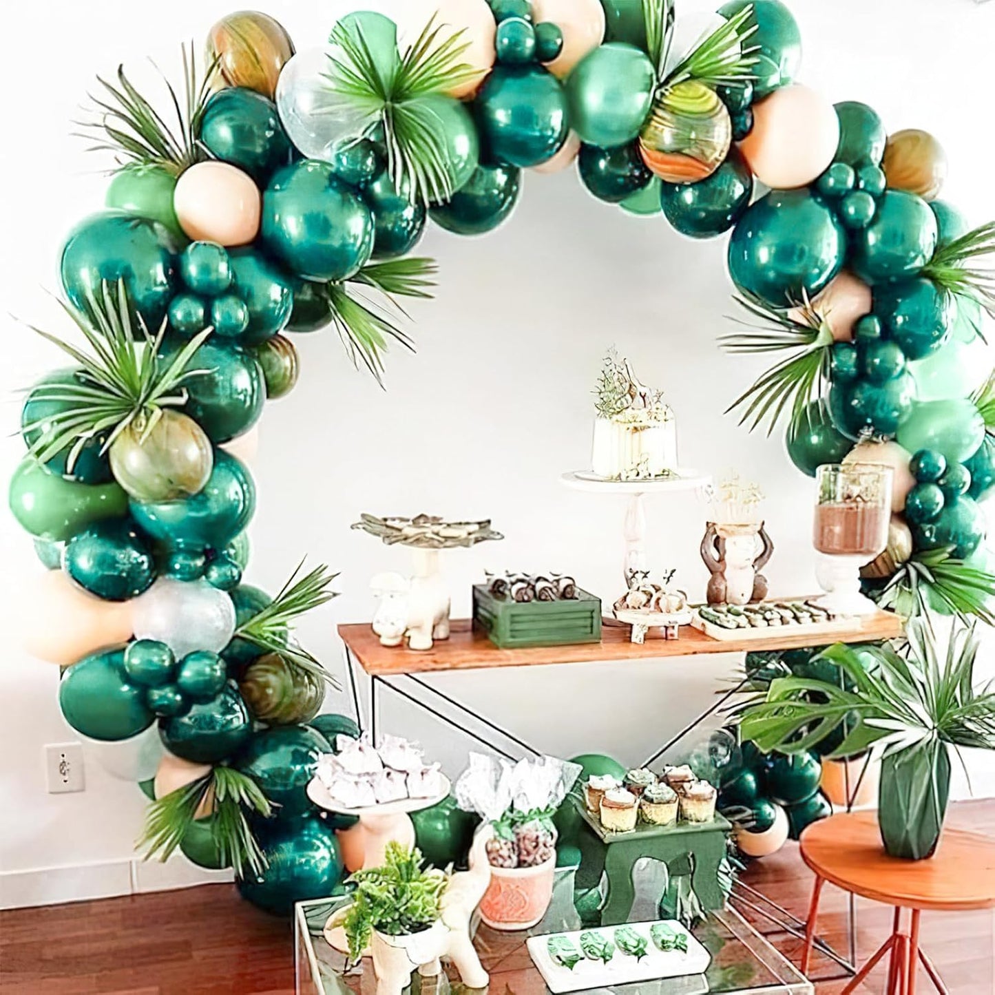 PartyWoo Metallic Green Balloons - 36 Inch Extra Large Chrome Latex Helium Balloons for Parties