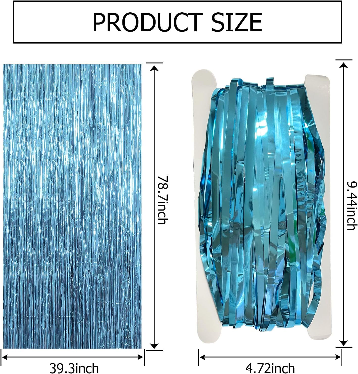 Skiennix 10-Pack Blue Backdrop Curtain - Tinsel Streamers for Ocean-Themed Birthday & Party Decor