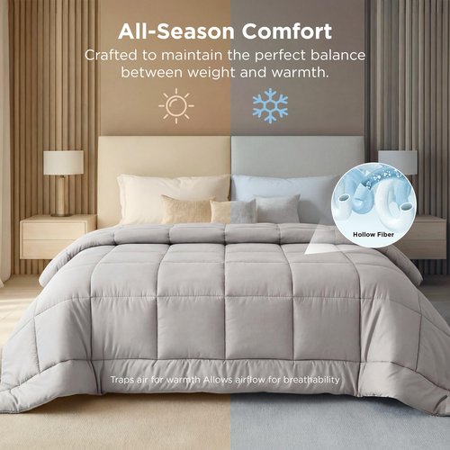 Bedsure Comforter Duvet Insert - Quilted Comforters Cal King Size, All Season Duvet, Down Alternative Bedding, with 8 Tabs, Gifts for Women/Men, Light Grey,Alaskan King 130x120 Inches