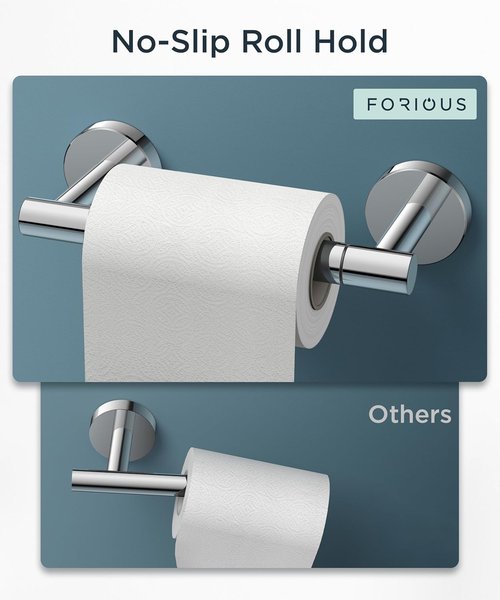FORIOUS Toilet Paper Holder - Rustproof Stainless Steel Double Post Pivoting Design | Chrome Finish