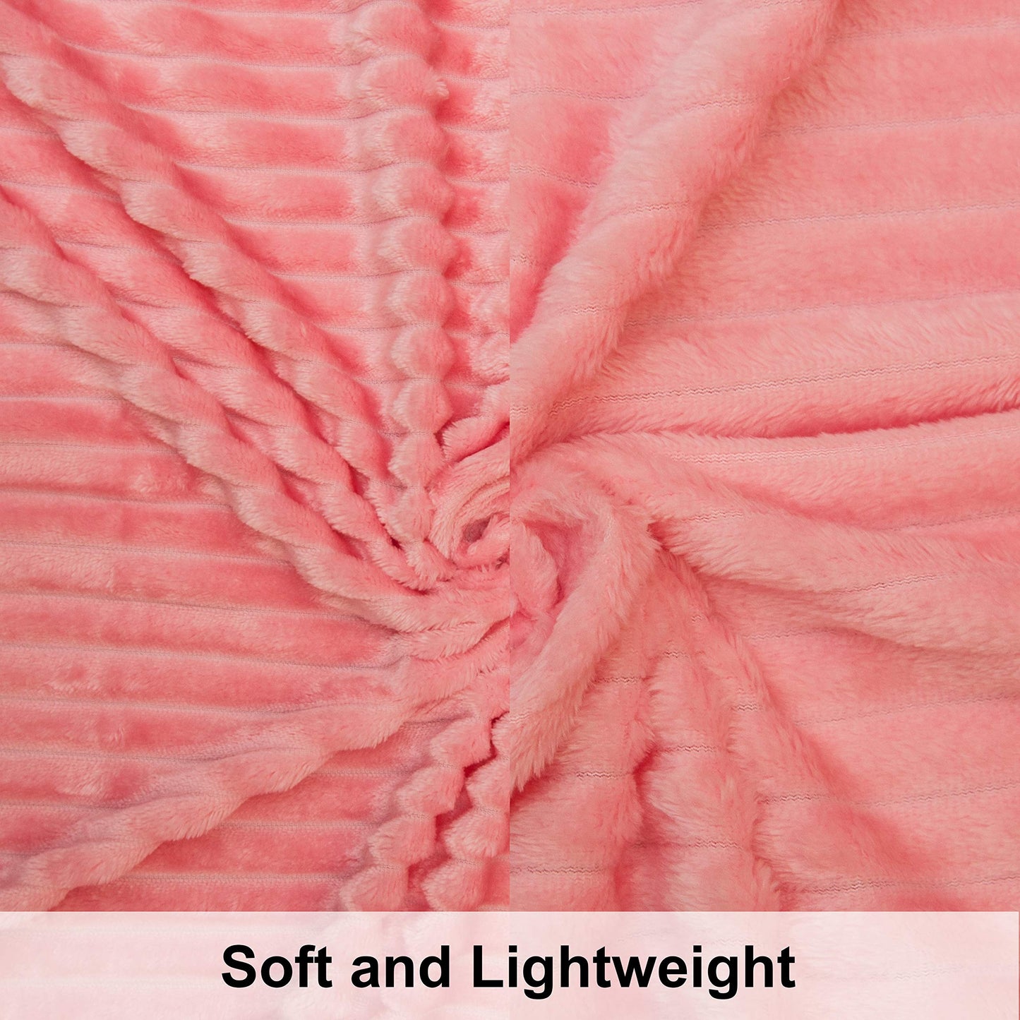 NTBAY Flannel Fuzzy Toddler Blanket, Fluffy Warm and Lightweight Reversible Stripes Design Baby Plush Blanket, 30x40 Inches, Pink