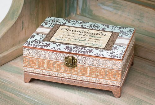 Cottage Garden Musical Jewelry Box - Granddaughter Belle Design with Damask Finish | Plays Amazing Grace