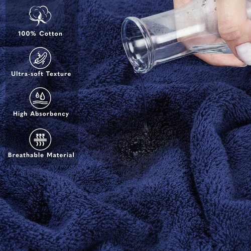 American Soft Linen 100% Cotton 600 GSM Turkish 40x80 Oversized Bath Towel Sheet, Extra Large Adult Towels for Bathroom, Navy Blue Bath Sheet