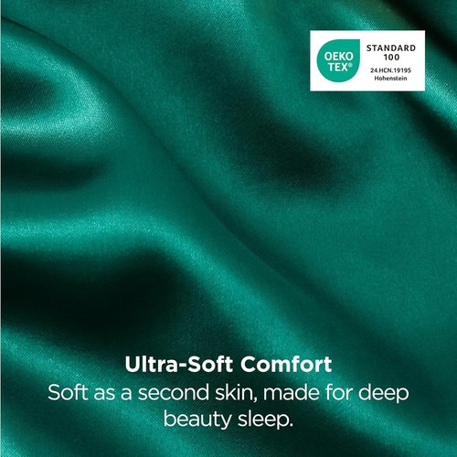Bedsure Satin Pillowcase - Luxurious Silk-Like Feel | Standard Size Dark Green 20x26 Inches, 2-Pack