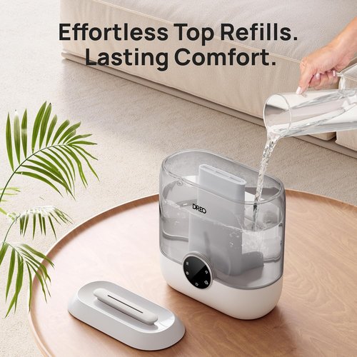 DREO 6L Top Fill Humidifier - Quiet 28 dB Cool Mist for Large Rooms | 60H Runtime, Easy to Clean, Night Light