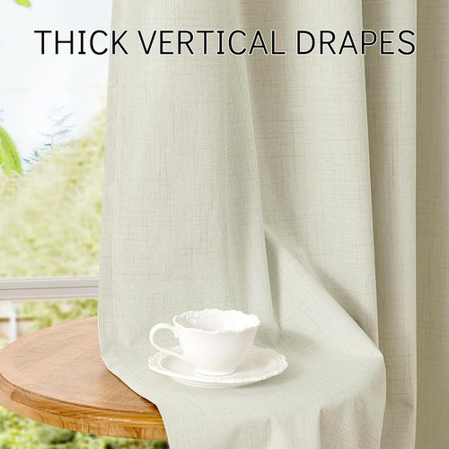 ChrisDowa 100% Blackout Curtains - 84 Inch Linen Drapes for Total Privacy | Beige, 2 Panels (52" W x 84" L)