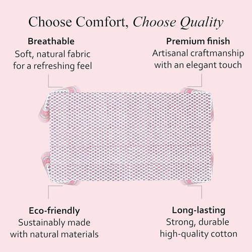 CPG Tablecloth - 100% Cotton Square Table Cover | 60x60 Inch Indian Block Print - Pink Sapphire