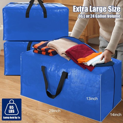 Cosy Family Extra Large Moving Bags - Heavy Duty Storage Totes with Backpack Straps | Set of 4, Multicolored