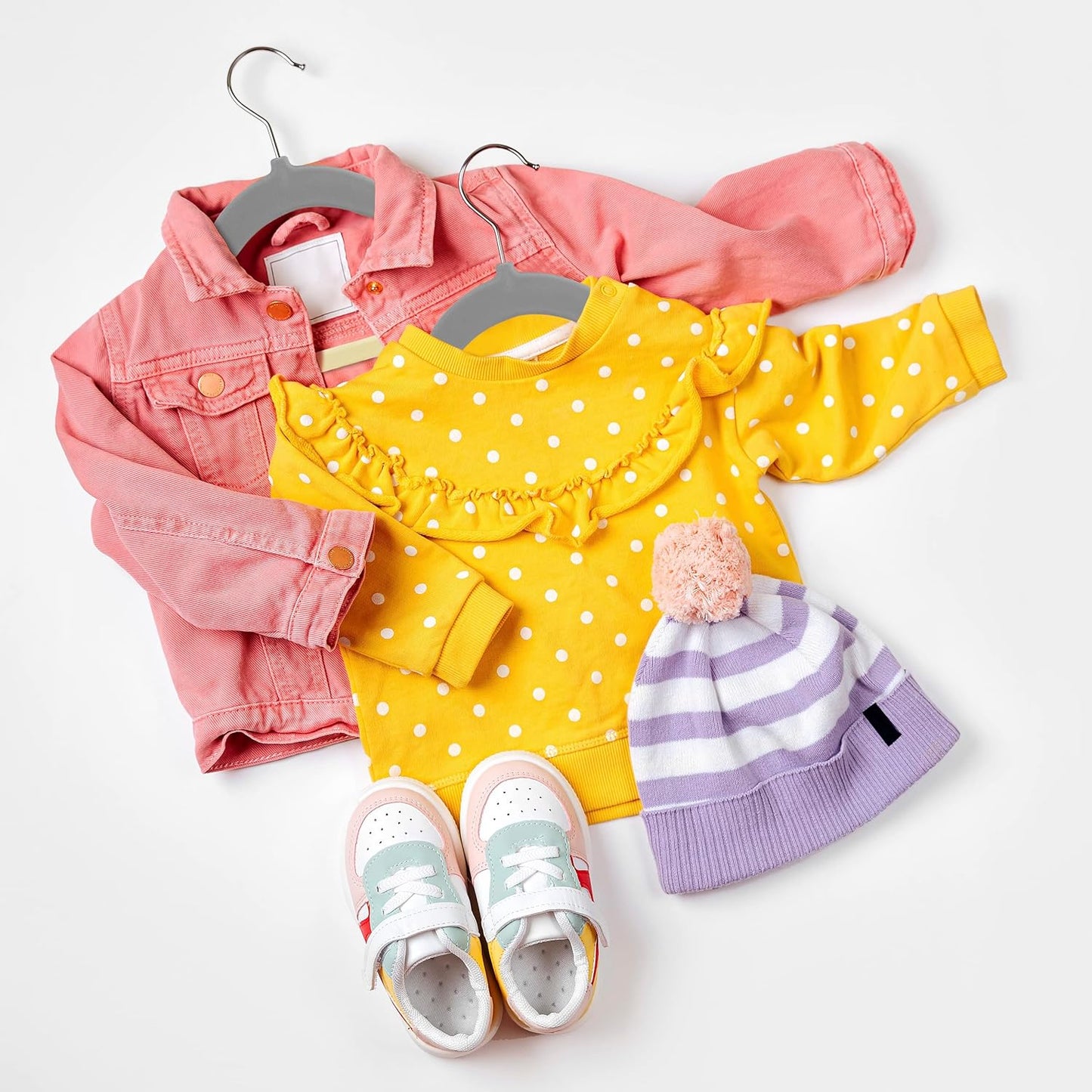Utopia Home Velvet Hangers - 50 Pack Non-Slip 11 Inch Baby & Toddler Closet Organizers | Grey