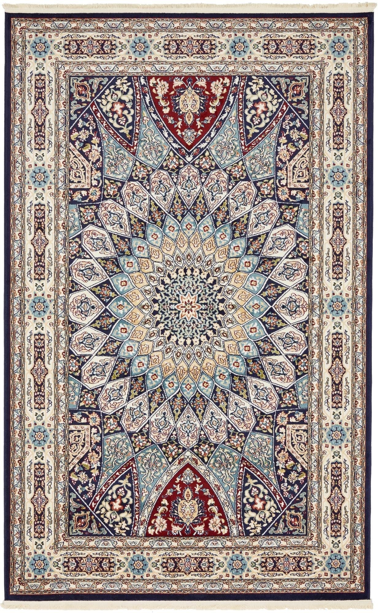 Unique Loom Narenj Collection Area Rug - Adams (5' 1" x 8' Rectangle Navy Blue/Beige)