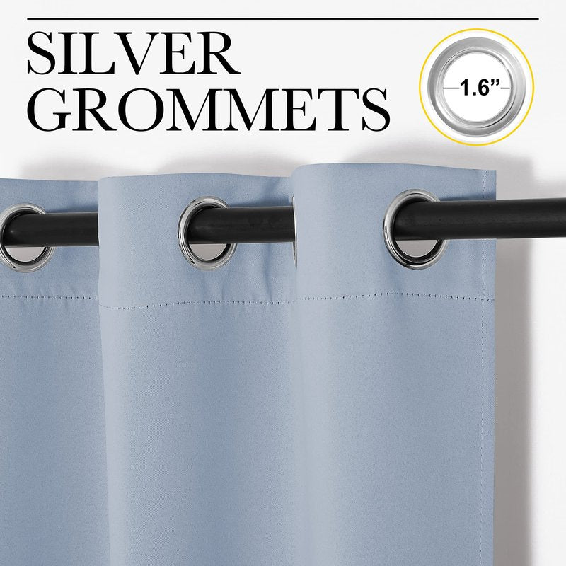 NICETOWN Vintage Blue Blackout Curtains 120 inches Length for Living Room, 2 Panels, 55" Wide, Thermal Insulated Long Drapes for Large Window