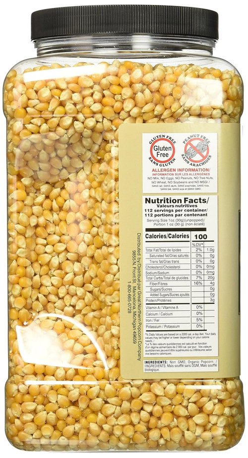 Great Northern Popcorn | Organic Popcorn Kernels - 7lbs Resealable Bulk Jug for Gourmet Popping
