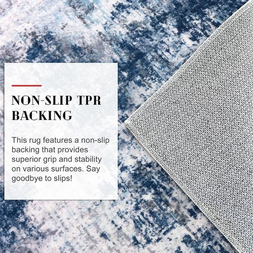 Lansny Modern Abstract Runner Rug - Washable Non-Slip Soft Hallway Rug | 2x6 Grey Navy Design