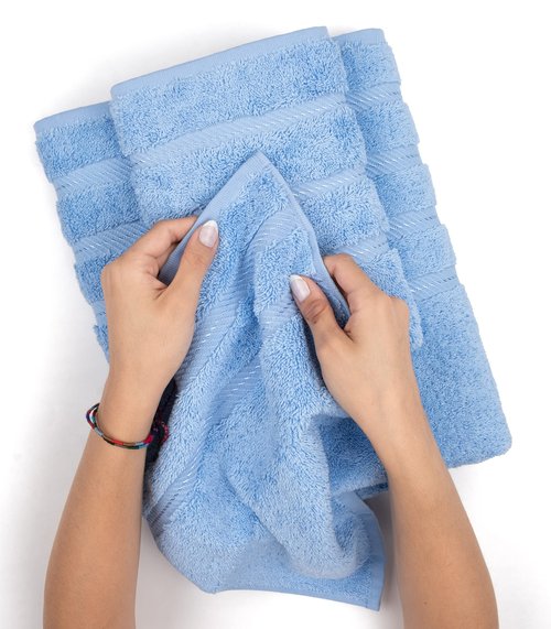 American Soft Linen Luxury Hand Towels for Bathroom, 600 GSM Heawy Weight 16x28 Size 100% Cotton Turkish 4 Piece Hand Face Towel Set, Sky Blue Hand Towels