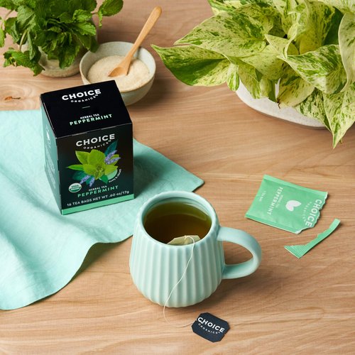 Choice Organics - Organic Peppermint Tea (6 Pack) - Compostable - Caffeine Free - 96 Organic Herbal Tea Bags