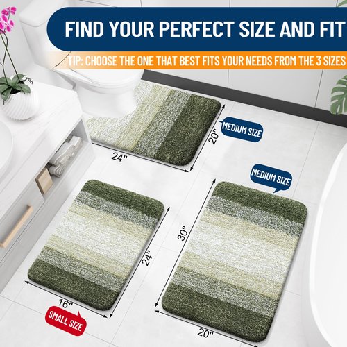 OLANLY Bathroom Rugs Mat 47x24, Extra Soft Absorbent Microfiber Bath Rugs, Rubber Backing, Quick Dry, Machine Washable Bath Mats for Bathroom Floor, Tub and Shower, Home Decor Accessories, Dark Green