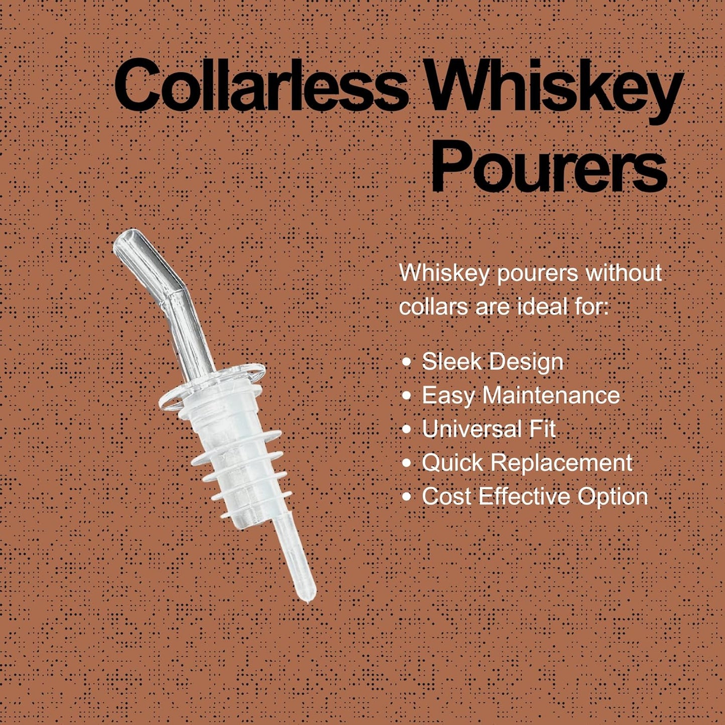 Whiskey Pourers Without Collar | Pack of 12 Liquor Bottle Pour Spouts | Alcohol Pourers for Bartending, Bars, and Home Use