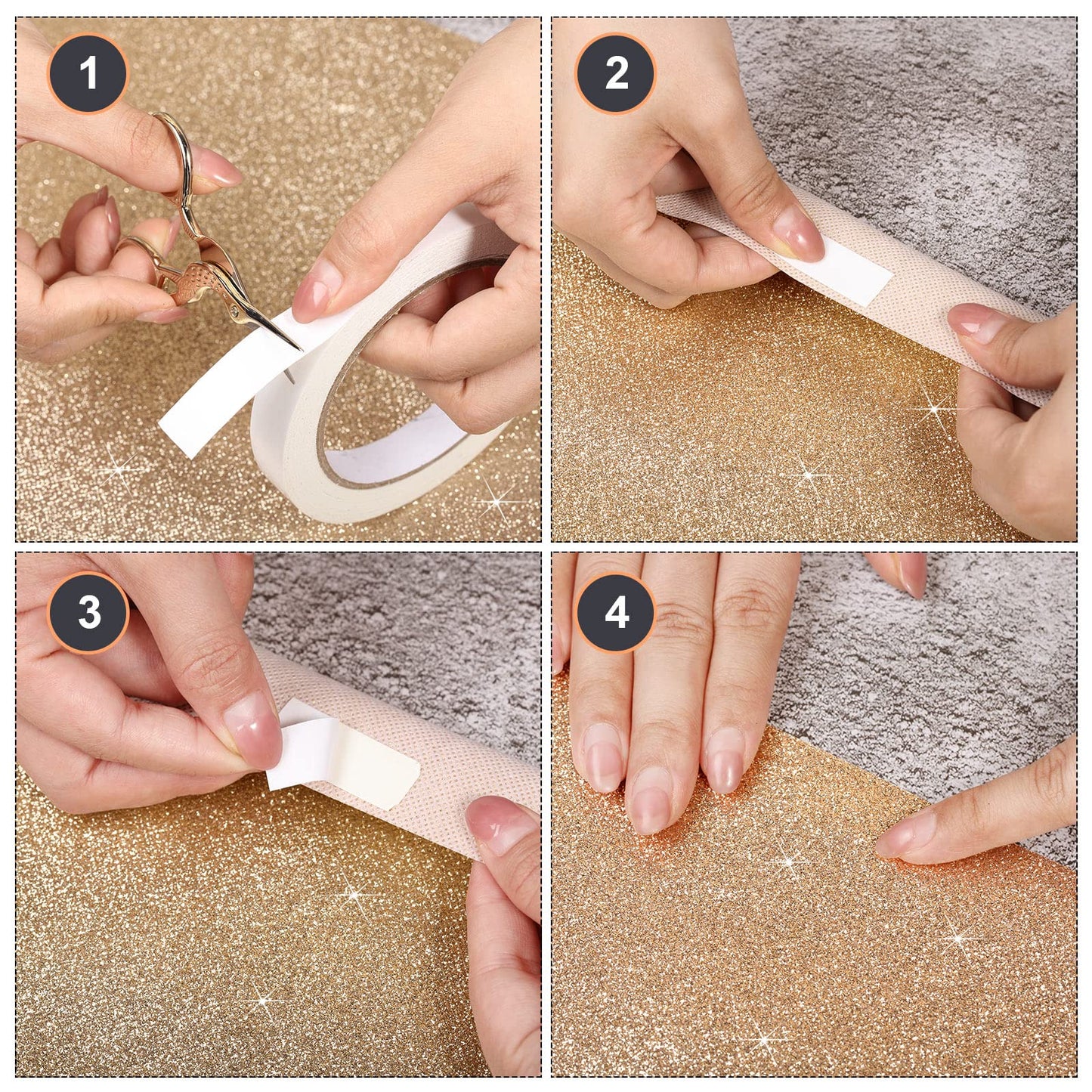 Tatuo Carpet Runner Runway Rug 55 GSM Thickness with Carpet Tape for Prom Graduation Wedding Party Outdoor Indoor Hallway Rug(4.6 x 60 Feet,Glitter Gold)