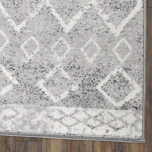Antep Rugs Alfombras Non-Skid (Non-Slip) 5x7 Rubber Back Bohemian Distressed Moroccan Boho Low Pile Profile Indoor Area Rug (Silver, 5' x 7')