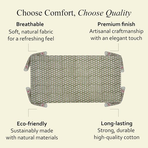 CPC Tablecloth - 100% Cotton Indian Block Print | Jade Green 60x90 Inch Rectangle for Weddings & Parties
