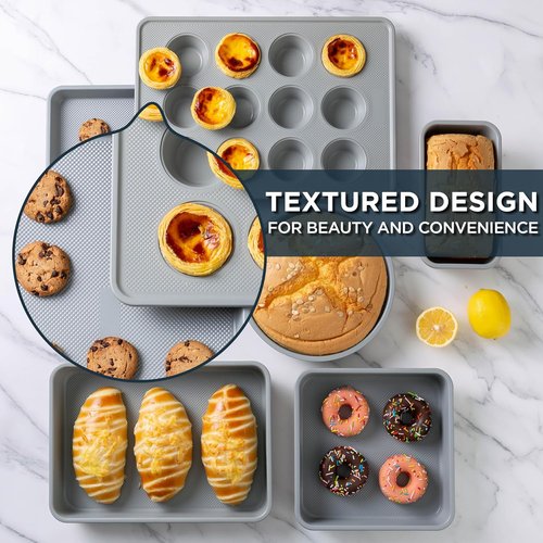 Country Kitchen Nonstick Bakeware Set - Durable & Easy Release, Navy | 6-Piece Stackable Set