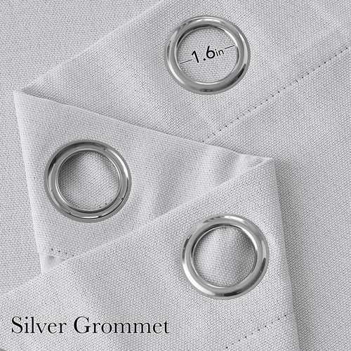 NICETOWN Short Faux Linen Greyish White Blackout Curtains 63 inches Long for Kitchen - Privacy Panels for Living Room Bedroom, Modern Farmhouse Style Easy Care Grommet Top, 2 Panels, W42 by L63
