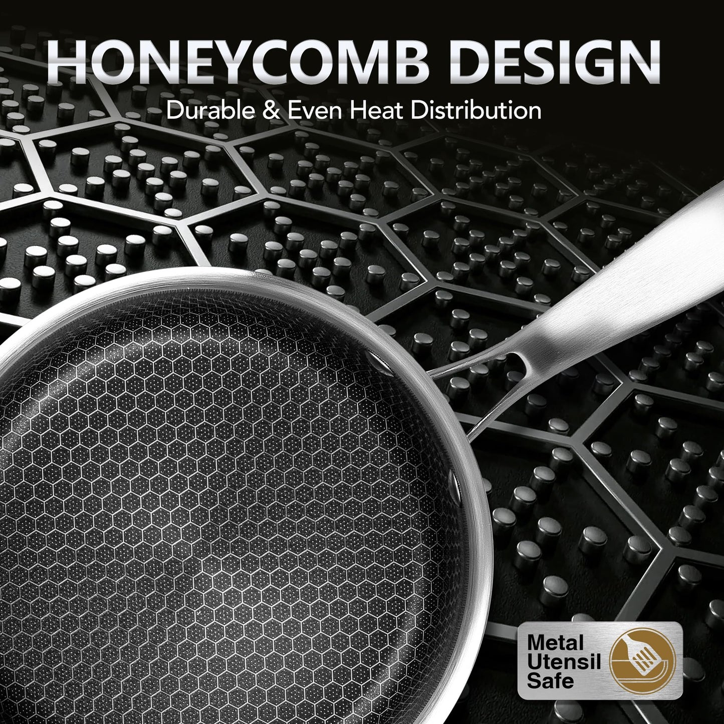 MICHELANGELO 3 Quart Saucepan with Lid, Premium Triple Ply Stainless Steel Sauce Pan with Lid, Sauce Pot with Honeycomb Interior - 3QT