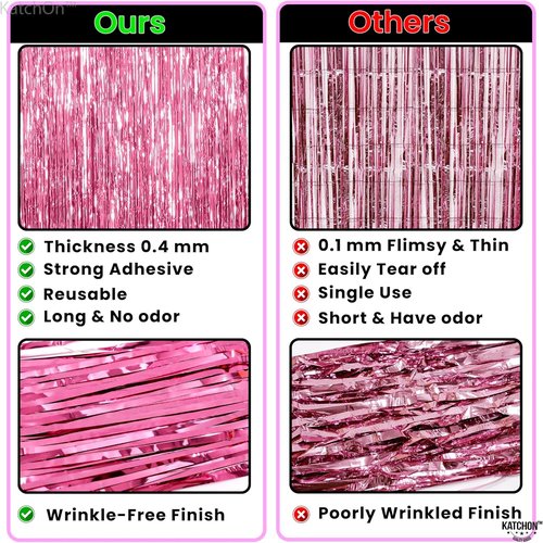 KatchOn Pink Fringe Backdrop - Large Pack of 2 | Perfect for Birthday, Baby Shower & Bachelorette Decor