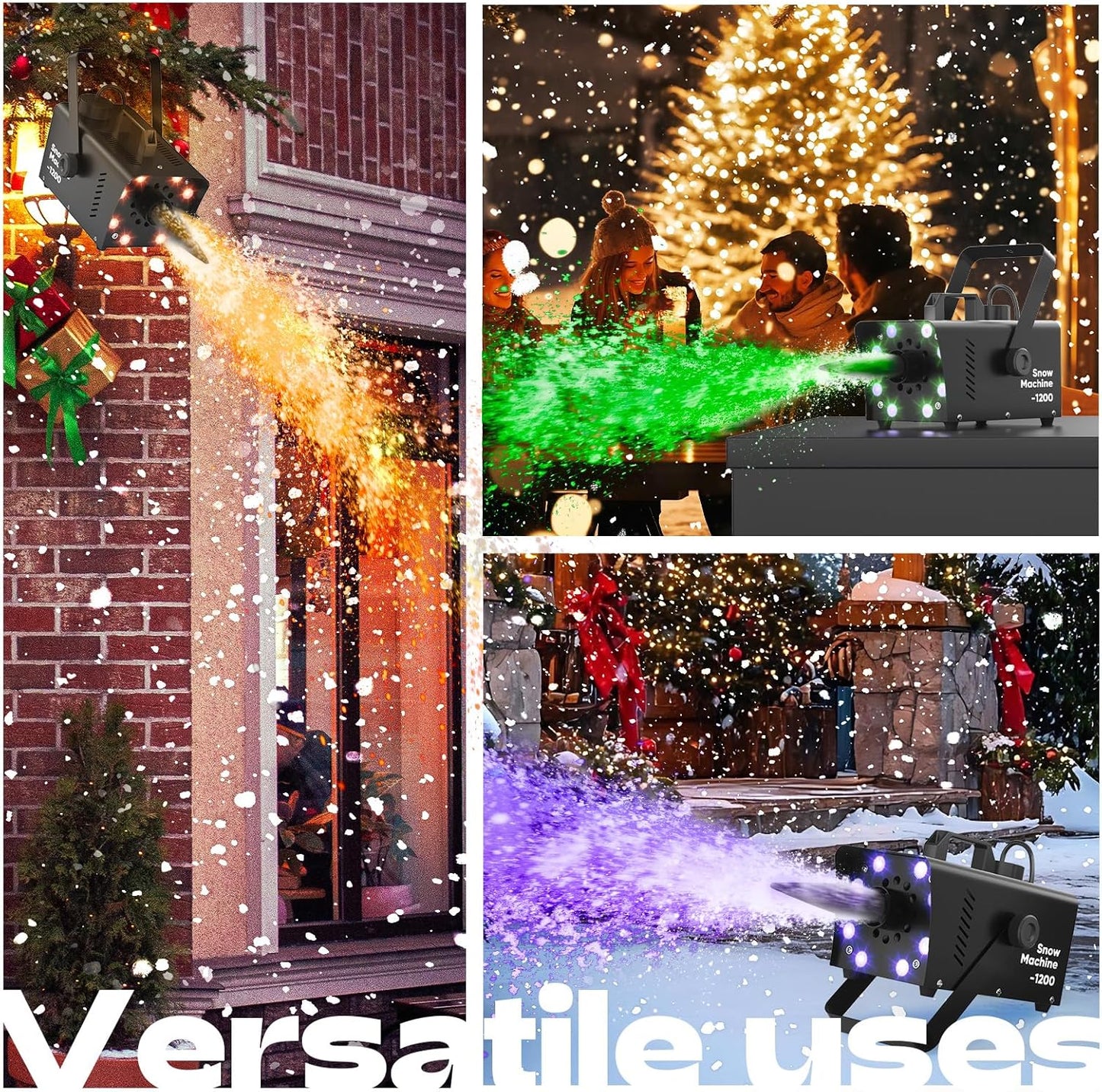 UPGREY 1200W Snow Machine - Indoor/Outdoor Fake Snow Maker for Parties & Events