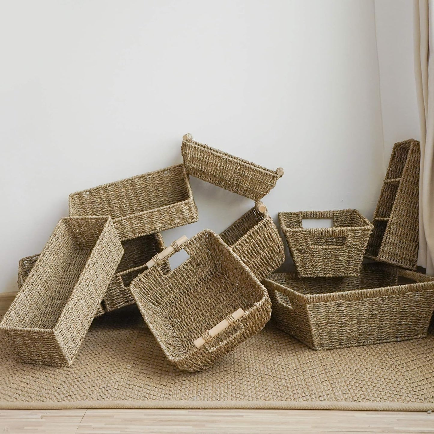 StorageWorks Toilet Tank Basket - Stylish Seagrass Storage Baskets for Bathroom | 2-Pack