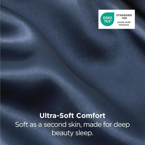 Bedsure King Size Satin Pillowcase Set - Blue Silky Pillow Cases for Hair & Skin, 20x36 Inches, 2-Pack