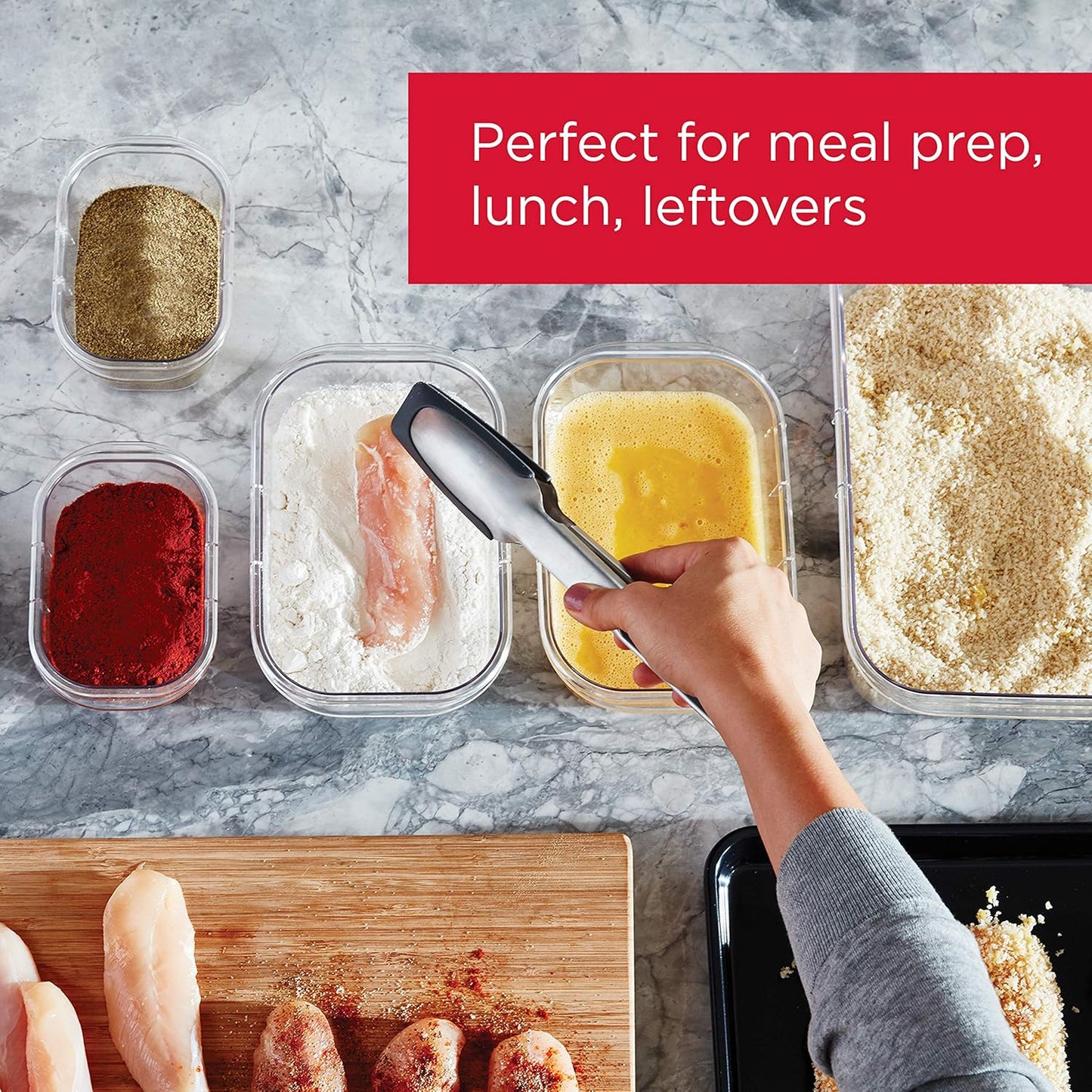 Rubbermaid Brilliance Food Storage Containers - Leak-Proof, Medium 3.2 Cup, 5-Pack, Clear