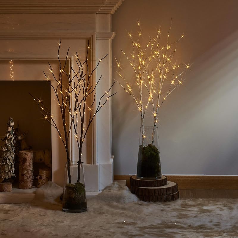Birch Lighted Branches Battery Operated 100 Leds 8 Functions - Variation: Birch 8 Functions